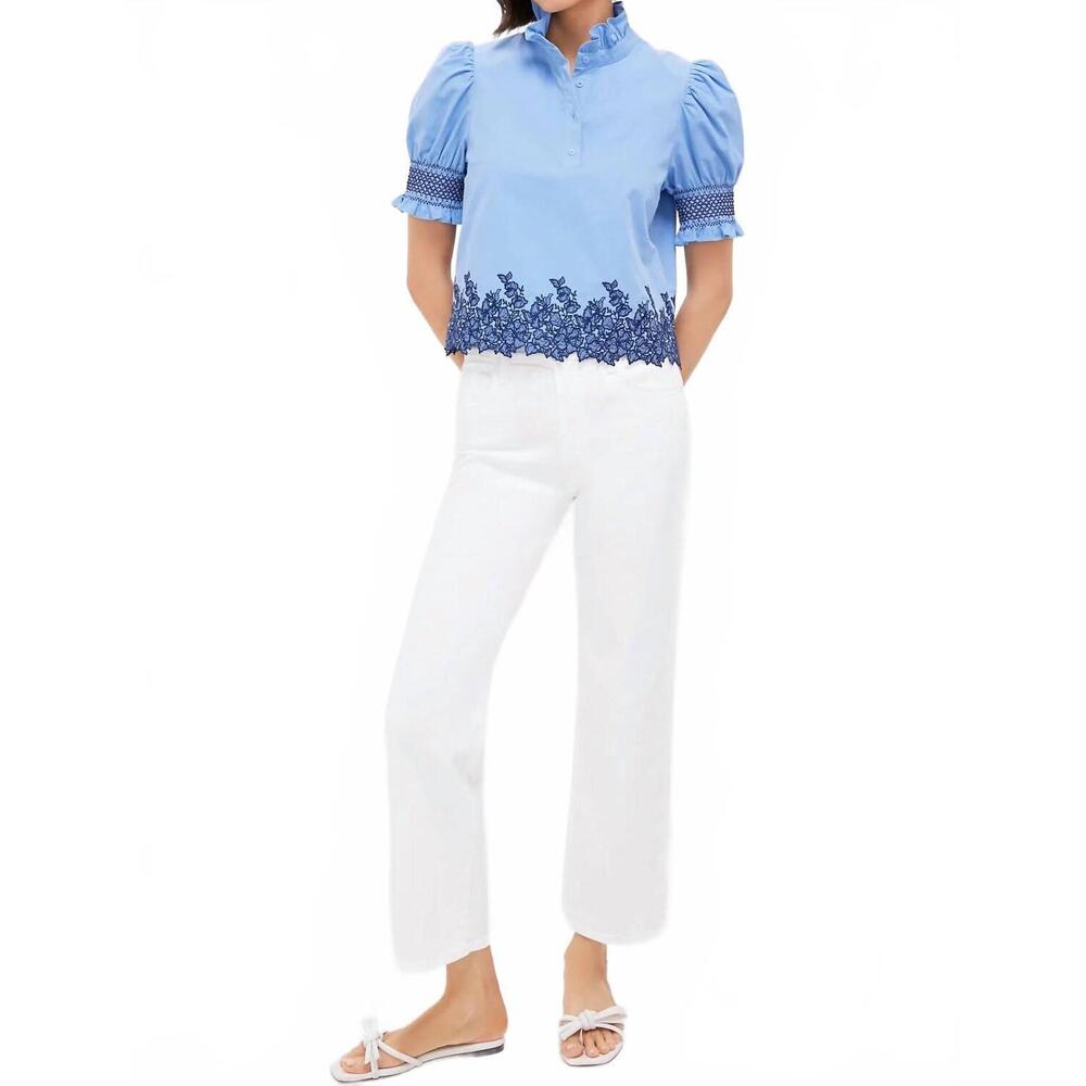 NEW HYACINTH HOUSE eliza embroidered blouse in blue - Picture 3 of 3